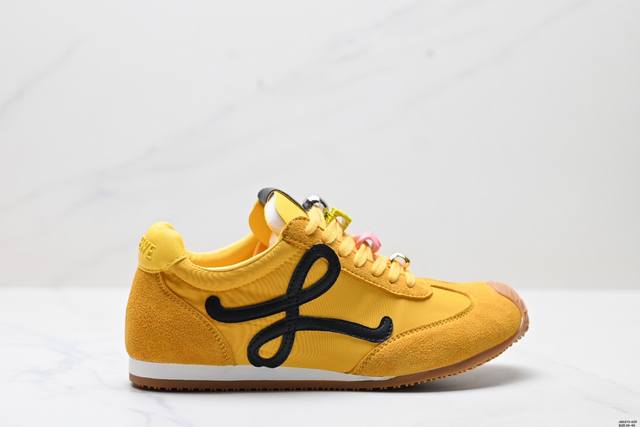 公司级Loewe Ballet Runner 2.0 罗意威 Sneakers系列阿甘复古风德训薄底百搭休闲运动鞋 广东纯原大厂出品 不对称鞋头设计 袜状内部结