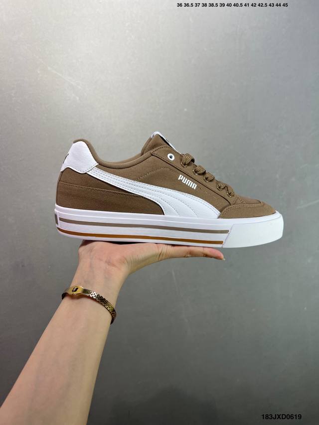 公司级Puma Court Classic Vilc Fs透气布面 彪马薄底系列 复古运动休闲跑鞋 鞋面设计轻量透气 提供了舒适性和穿着感受 柔软内里材质 穿着