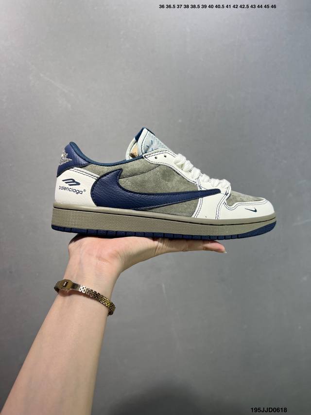 Aj1倒勾Travis Scott X Air Jordan 1 ” Reverse Mocha “ Aj1乔1 Ts 闪电 联名倒钩 低帮文化篮球鞋 完美品质