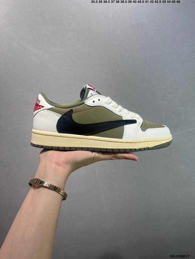 公司级Aj1倒勾Travis Scott X Air Jordan 1 ” Reverse Mocha “ Aj1乔1 Ts 闪电 联名倒钩 低帮文化篮球鞋 完