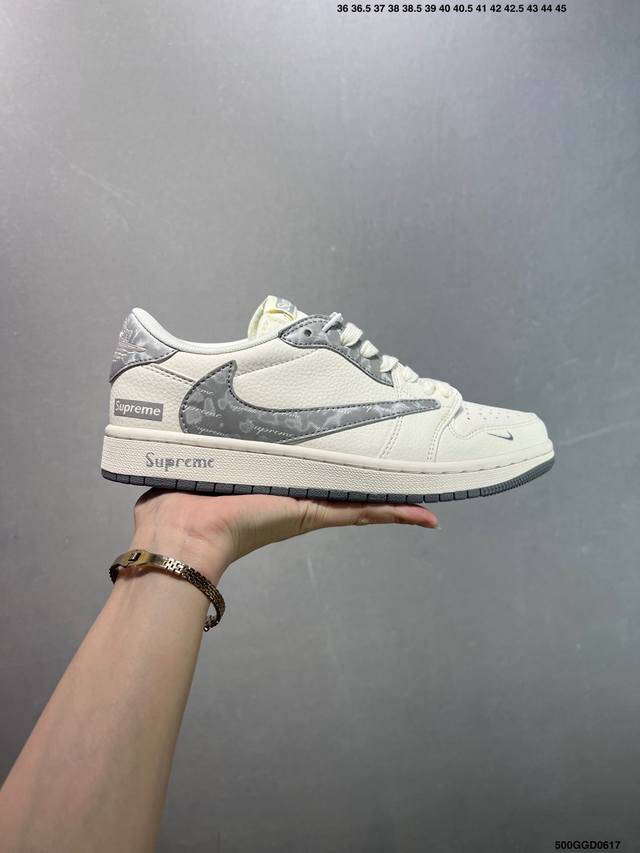 公司级Aj1倒勾Travis Scott X Air Jordan 1 ” Reverse Mocha “ Aj1乔1 Ts 闪电 联名倒钩 低帮文化篮球鞋 完