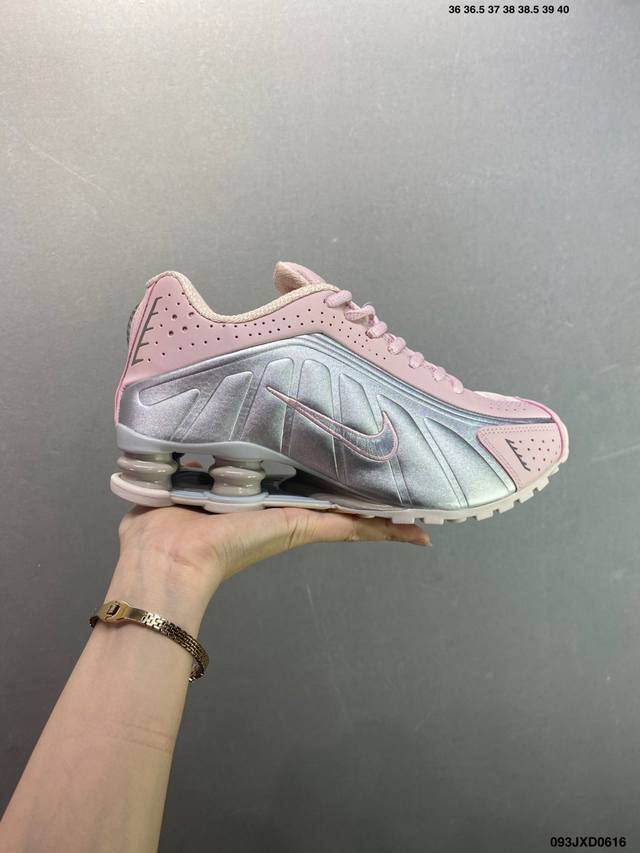 公司级Nike Shox R4 高科技专利气柱弹簧跑步鞋 黑蓝银 子弹 Id：093Jxd0616