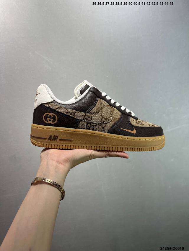 公司级Nike Air Force 1 Low Gucci联名 原楦头原纸板 打造纯正空军版型 专注外贸渠道 全掌内置蜂窝气垫 原盒配件 原厂中底钢印、拉帮完美