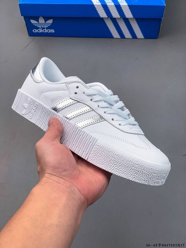 真标半码！阿迪达斯Adidas Samba Rose 三叶草 复古厚底增高休闲板鞋 0617103X17