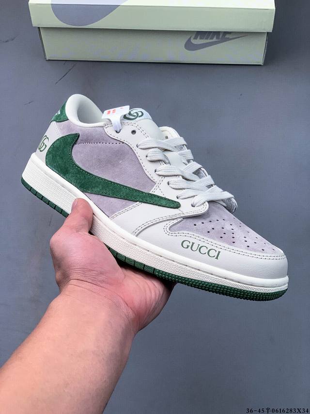 集图 公司级头层！耐克Nike Air Jordan 1 Low Aj1乔1 低帮潮流缓运动休闲板鞋。Aj1 低帮拼接 完美版型真头层牛皮# 内置缓震气垫 原鞋