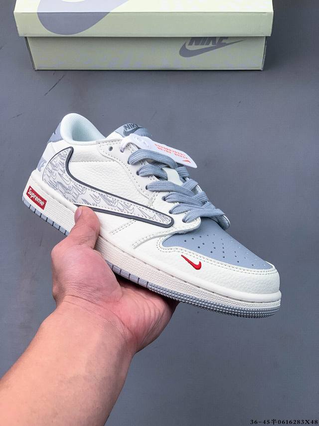集图 公司级头层！耐克Nike Air Jordan 1 Low Aj1乔1 低帮潮流缓运动休闲板鞋。Aj1 低帮拼接 完美版型真头层牛皮# 内置缓震气垫 原鞋