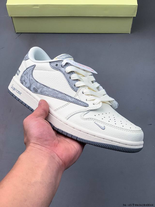 集图 公司级头层！耐克Nike Air Jordan 1 Low Aj1乔1 低帮潮流缓运动休闲板鞋。Aj1 低帮拼接 完美版型真头层牛皮# 内置缓震气垫 原鞋