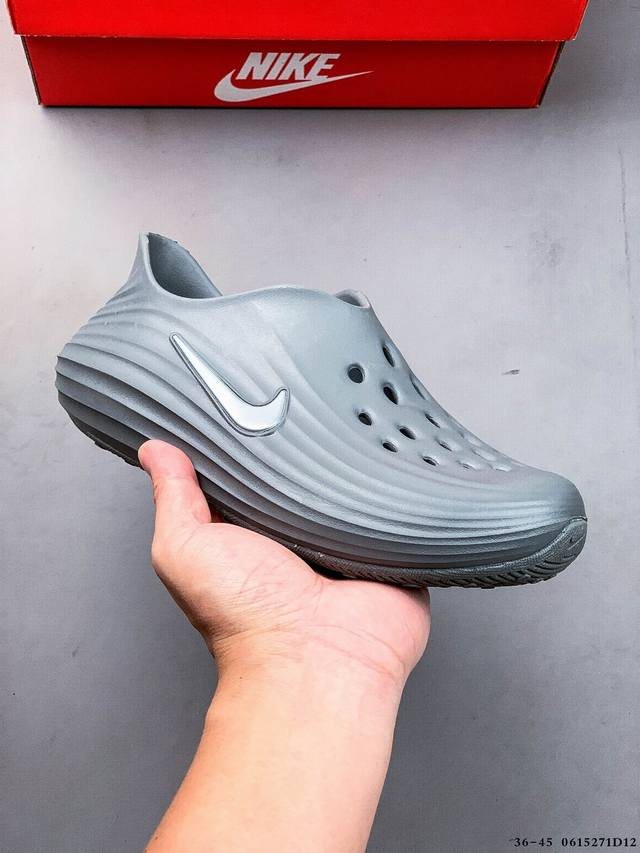 集图 Nike Reactx Rejuven8新款休闲凉鞋 采用质感柔软且出众回弹的 Reactx泡绵，缔造非凡舒适的日常穿着体验，助你保持活力。鞋面透气孔设计