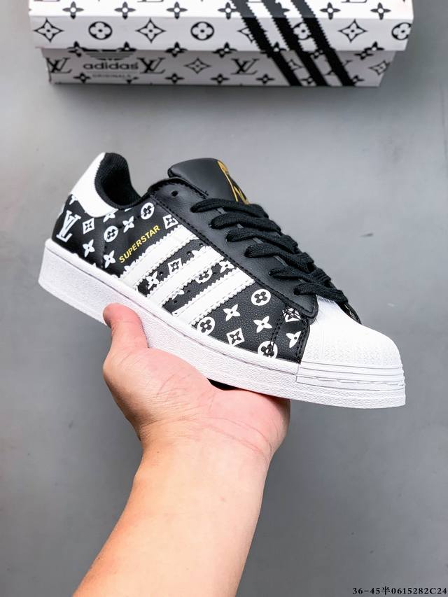 集图 公司级！阿迪达斯Adidas Superstar 贝壳头经典百搭休闲板鞋 0615282C24