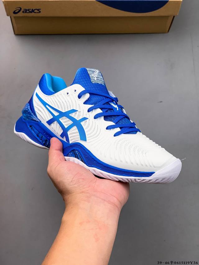 公司级！Asics Court Ff 2 Novak Clay 亚瑟士 耐磨透气 低帮专业网球鞋 适用于所有球场的网球鞋 主要是硬地球场 追求日常练习的耐用性和