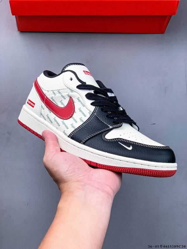 公司级头层！耐克Nike Air Jordan 1 Low Aj1乔1 低帮潮流缓运动休闲板鞋。Aj1 低帮拼接 完美版型真头层牛皮# 内置缓震气垫 原鞋开模