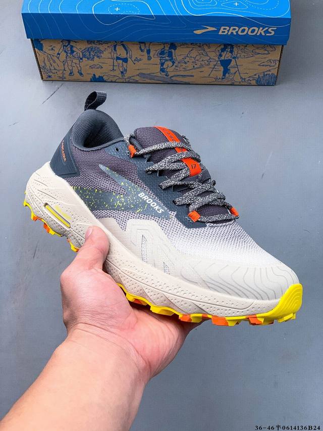 布鲁克斯Brooks 新款 Cascadia 17系列 户外山地越野跑鞋 缓震透气舒适 专业马拉松 运动跑步鞋 0614136B24