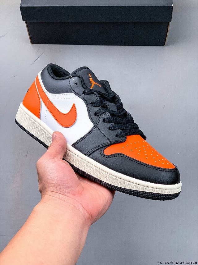 公司级头层！耐克Nike Air Jordan 1 Low Aj1 乔1 低帮潮流运动休闲板鞋。Aj1 低帮拼接 完美版型真头层牛皮# 内置缓震气垫 原鞋开模