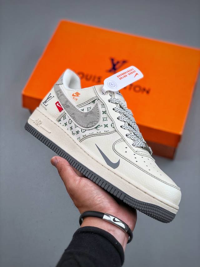 Nike Air Force 1'07 Low Lv联名 灰布勾灰底 空军一号低帮休闲板鞋 Yx5066-346 #原楦头原纸板 原装鞋盒 定制五金配件 内置全