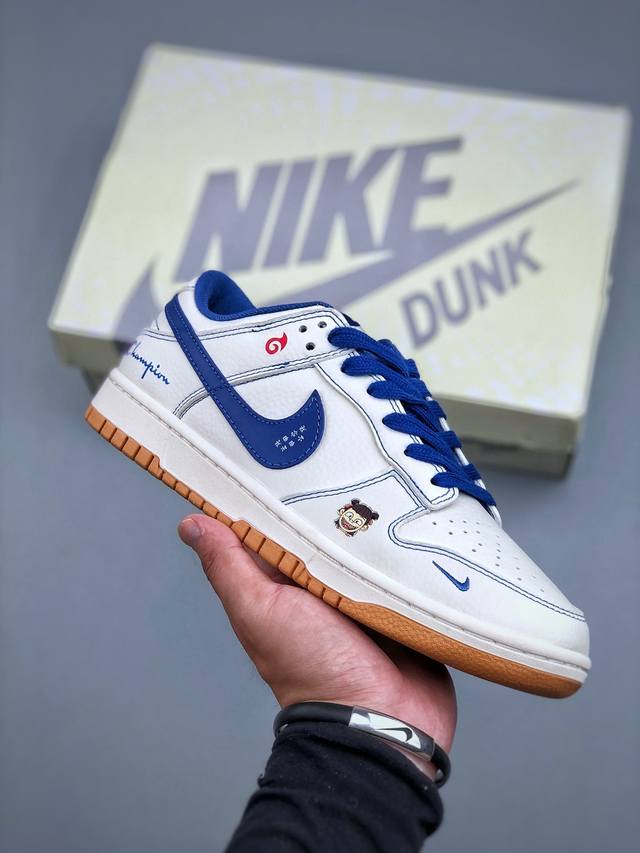 Nike Sb Dunk Low X Champion 冠军白宝蓝 哪吒涂鸦公司级出品 极力推荐原装头层材料 独家版型蒸餾加工帶來的是更好的视觉和脚感体验大厂纯