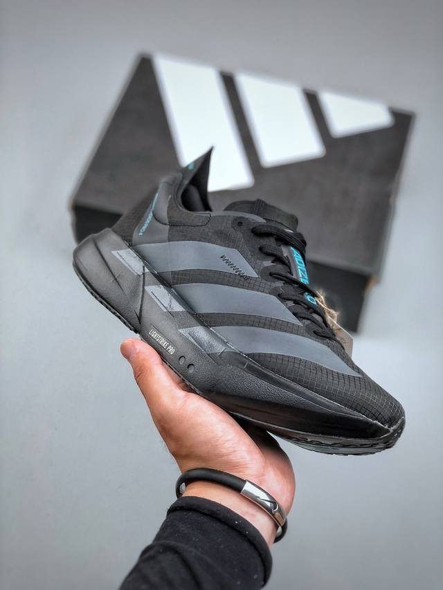 Adidas Adizero Adios Pro 4M 马拉松飞线贾卡轻质透气休闲运动跑步鞋采用双层透气网纱 Flywire动态飞线绑缚鞋面材质 内置Zoom小