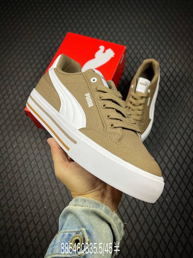 B 公司级Puma Court Classic Vilc Fs透气布面 彪马薄底系列 复古运动休闲跑鞋 鞋面设计轻量透气 提供了舒适性和穿着感受 柔软内里材质