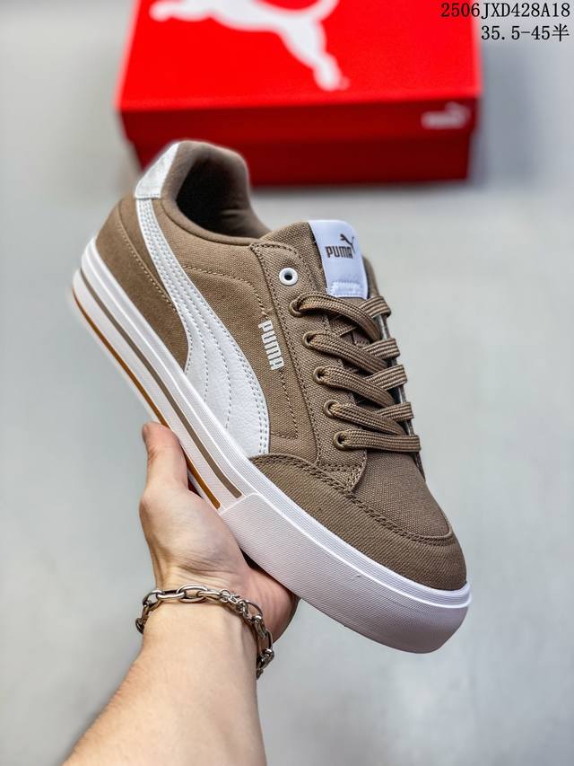Puma 彪马正品 Court Low男女运动板鞋 新款男女同款情侣复古休闲鞋。封口类型: 系带式 鞋跟类型: 无鞋跟 鞋面材质:帆布 外底:橡胶底 鞋头部分采