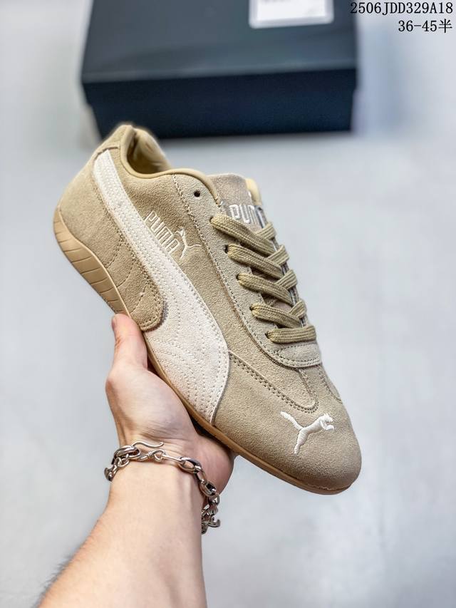 Puma Speedcet 棕褐色 彪马低帮复古运动休闲赛车跑鞋 以趣味十足又前卫复古的设计引领潮流，将赛道精神融入街头时尚，开启前卫竞速之旅。融入经典配色，主