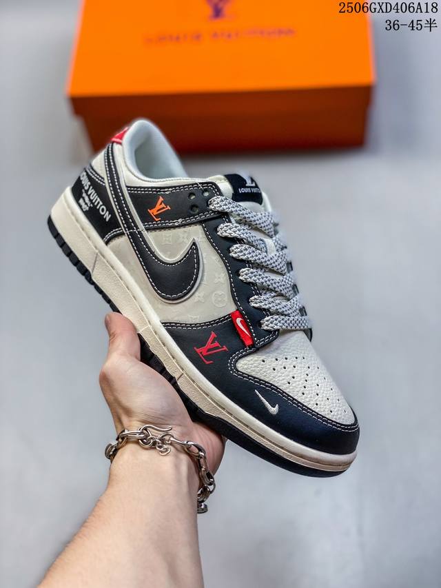 海外爆款限量发售！公司级 Nike Sb Dunk Low“Dunk联名-Lv双勾红尾” 周年高端定制 低帮休闲板鞋 定制鞋盒 大厂纯原品质出货 超高清洁度 皮