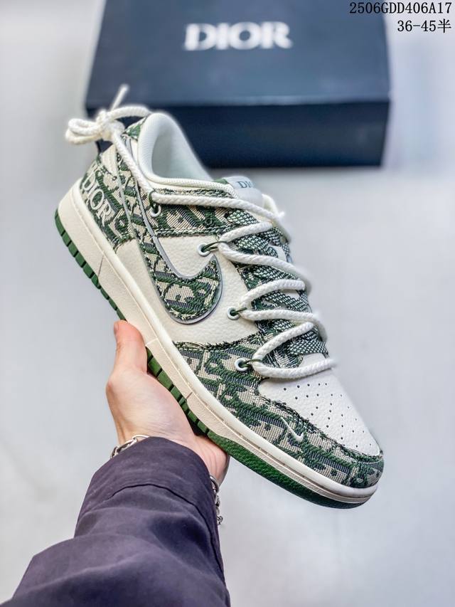 Nike Sb Dunk Low“迪奥联名 绑带织布绿勾” 周年高端定制 低帮休闲板鞋 定制鞋盒 大厂纯原品质出货 超高清洁度 皮料切割干净无任何毛边 细节完美