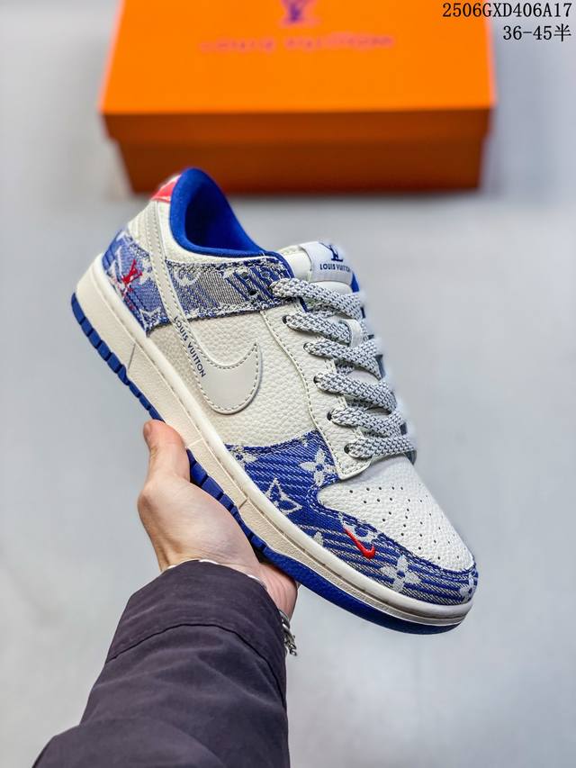 海外爆款限量发售！公司级 Nike Sb Dunk Low“Dunk联名-Lv牛仔印花” 周年高端定制 低帮休闲板鞋 定制鞋盒 大厂纯原品质出货 超高清洁度 皮