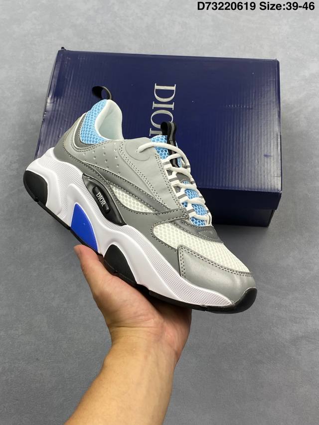 Dior迪奥 男鞋 D-Connect 氯丁橡胶运动鞋 厚底增高老爹鞋 外贸平台专供。官方19Ss走秀款 采用透明橡胶镶片设计 高弹力透气针织面，鞋带饰以“Di