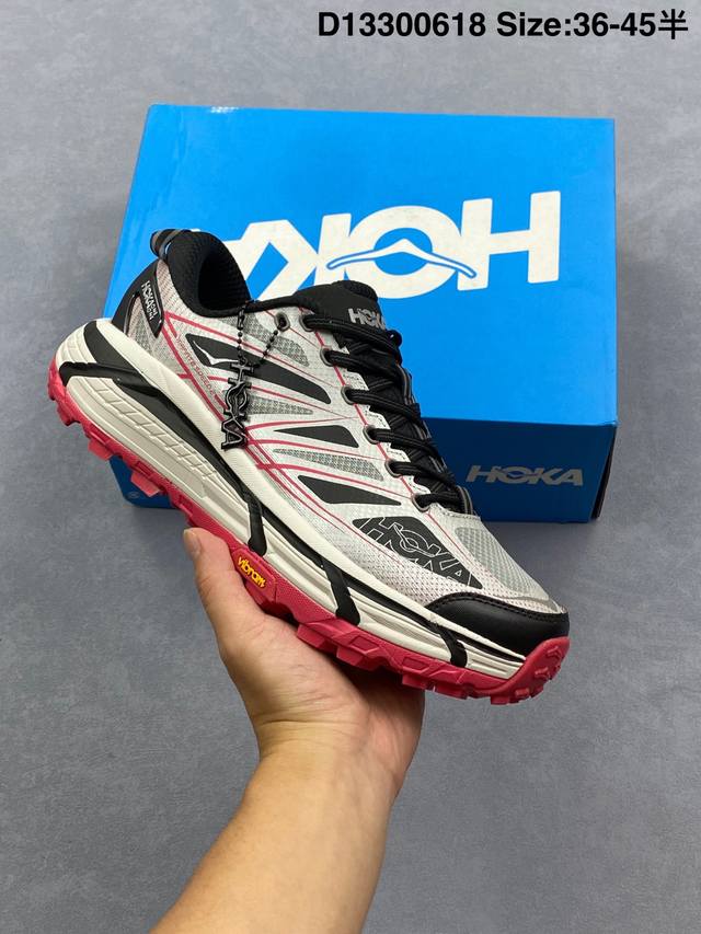 公司级Hoka One One Mafate Speed 2 Low 轻量低帮户外越野跑鞋 户外山脉越野轻量运动跑鞋 鞋面用轻的无缝架构 鞋带用了弹性不易松脱的