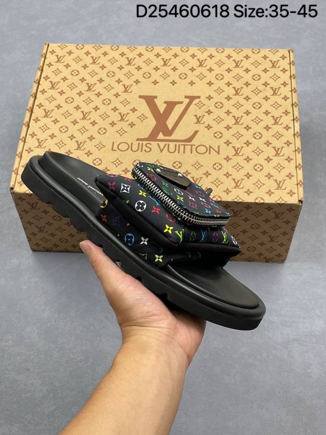 Takashi Murakami村上隆 X Louis Vuitton路易威登 Lv 拖鞋 原版一比一开发 最新经典款拖鞋款式牛 经典压花系列传承Trainer