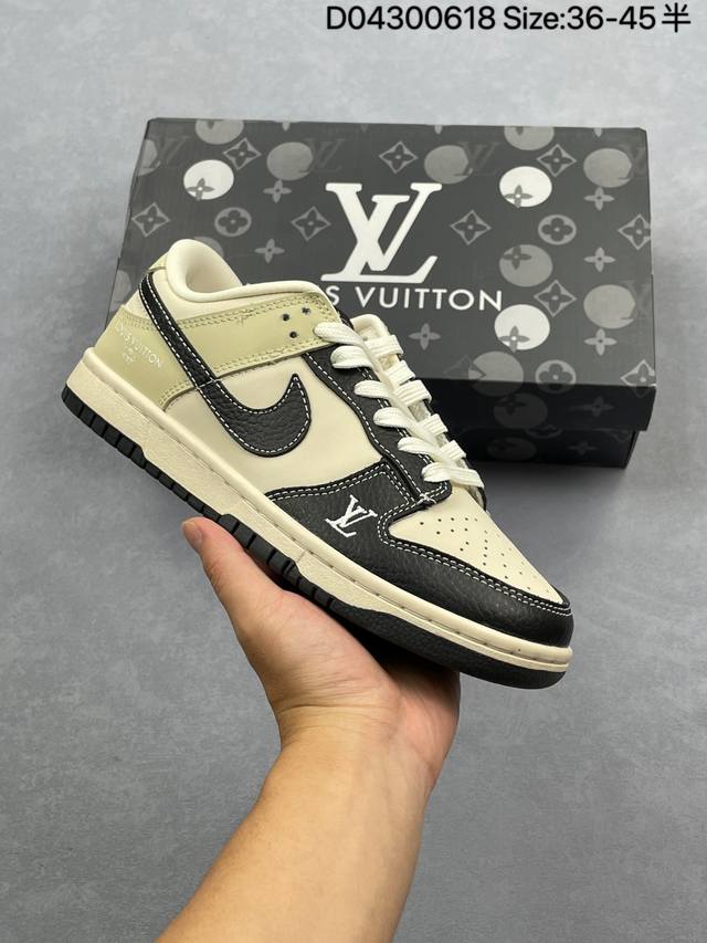 Nike Dunk Sb Low 定制Dunk ！Lv 定制Dunk Sb顾名思义，具有经典的Dunk血缘，又注入了更多的时尚元素。相较于普通的Dunk滑板鞋，