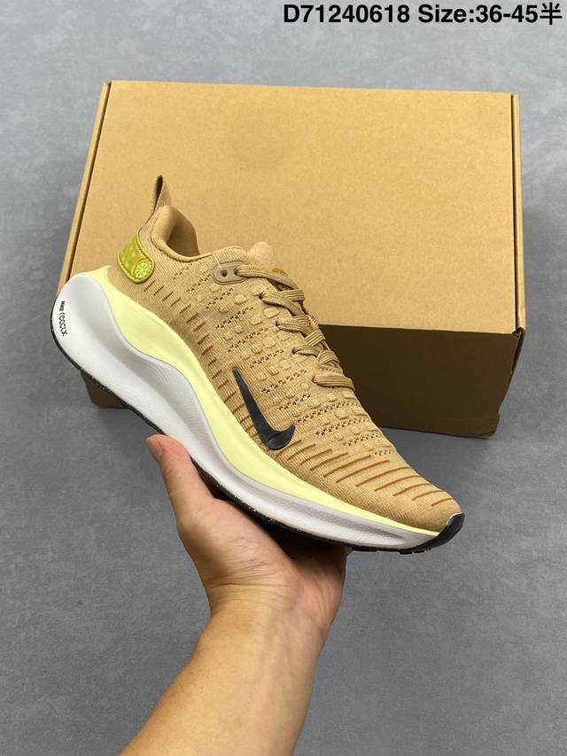 Nike Reactx Infinity Run 4马拉松 跑鞋 轻量鞋面搭配位于足弓处的全新板带设计 细致包裹双脚 Nike React泡棉中底 前后掌搭载Z