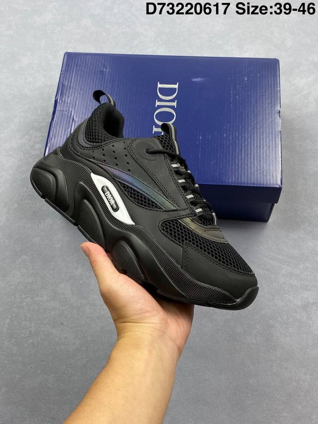 Dior迪奥 男鞋 D-Connect 氯丁橡胶运动鞋 厚底增高老爹鞋 外贸平台专供。官方19Ss走秀款 采用透明橡胶镶片设计 高弹力透气针织面，鞋带饰以“Di