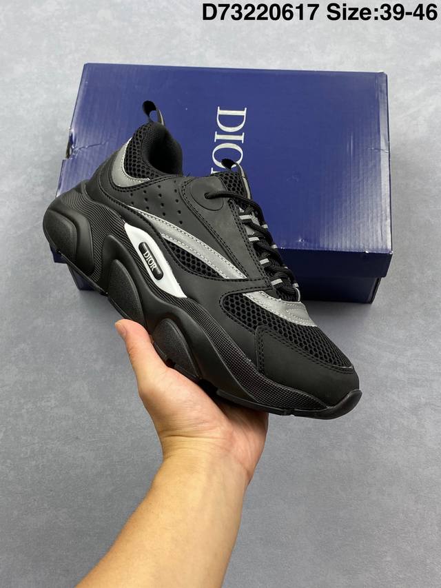 Dior迪奥 男鞋 D-Connect 氯丁橡胶运动鞋 厚底增高老爹鞋 外贸平台专供。官方19Ss走秀款 采用透明橡胶镶片设计 高弹力透气针织面，鞋带饰以“Di