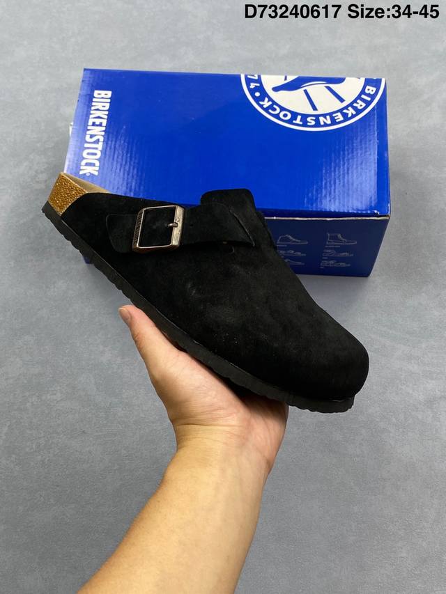 博肯 Birkenstock 人字拖鞋 广东原产#德国百年知名鞋履品牌 博肯Birkenstock 勃肯人字拖鞋#采用质地柔软牛皮绒面材质#中底搭载缓震软木橡胶