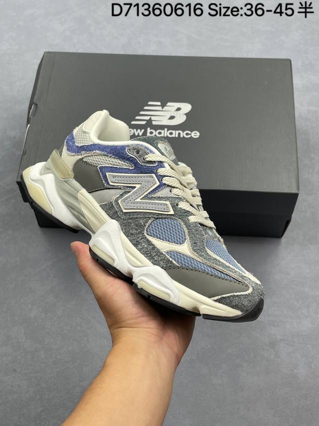 公司级New Balance 9060系列 新百伦 复古休闲运动慢跑鞋 鞋面大身由空间双格及磨砂鞋面拼接而生 夏日氛围拉满 采用大面积网眼以及麂皮材质覆盖鞋身