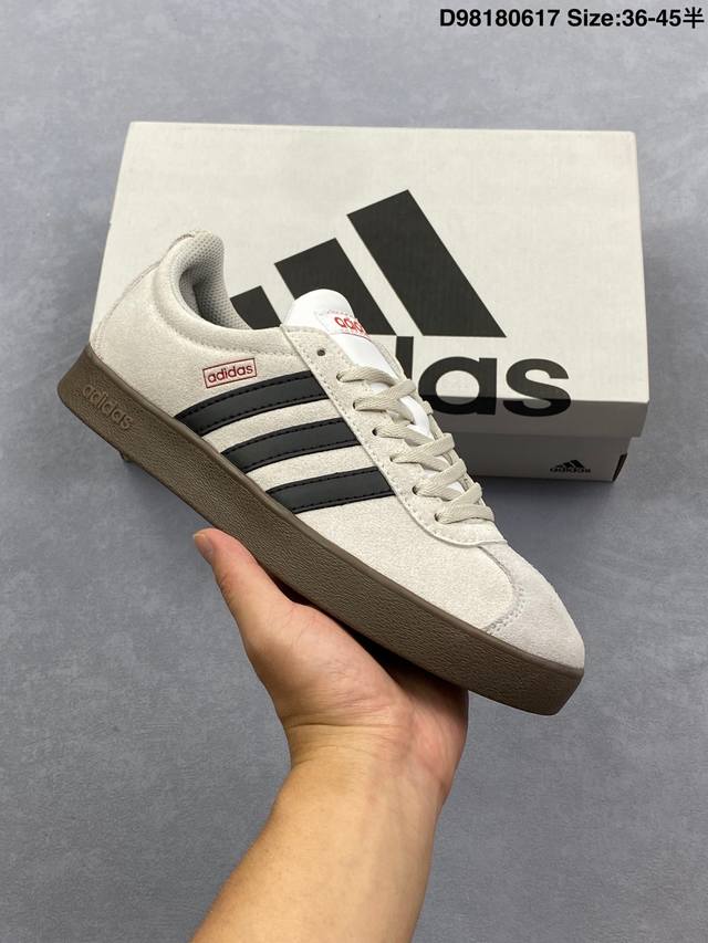 Adidas Neo Vl Court 2.0 百搭单品 绒面麂皮防滑耐磨轻便低帮板鞋 整双鞋以传统的低帮呈现的清新造型 鞋头优先头层反毛皮 包裹保证优秀质感的