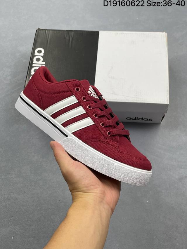 Adidas 阿迪达斯 Gvp Canvas Str 男女鞋 网球文化鞋 校园板鞋 低帮系带 帆布鞋 三叶草运动鞋 Eva中底轻质而且舒适，全橡胶大底经久耐用，
