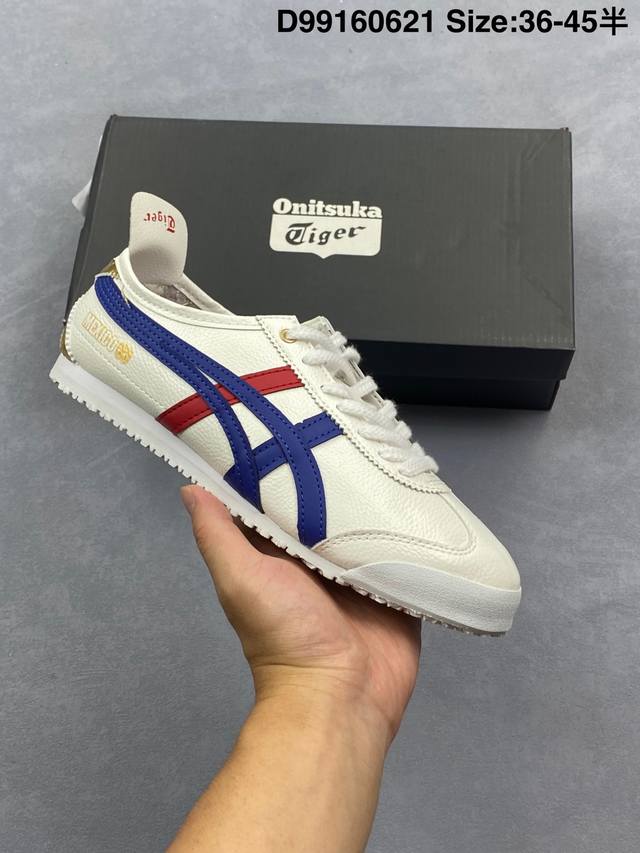 Onitsuka Tiger Mexico 66 阿斯克斯 鬼冢虎 低帮减震支撑低帮运动休闲鞋 这款鞋由皮革制成，具有鞋跟交叉加固设计，可提供更高的稳定性和全天