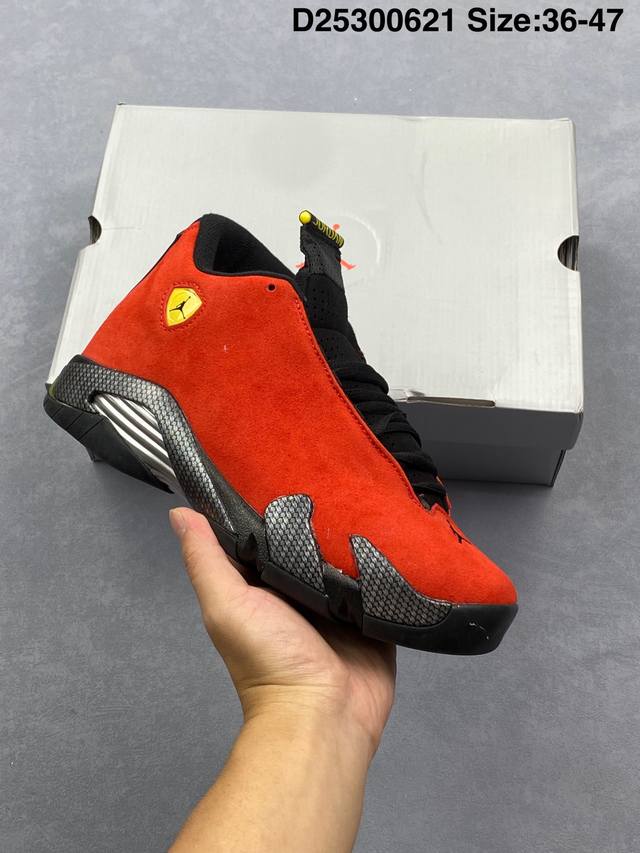 新品 Nike 耐克正品Air Jordan 14 Retro 乔丹14代 Aj14法拉利回归！舒适耐用 减震防滑耐磨 中帮 复古篮球鞋 男女同款 红色，潮流运