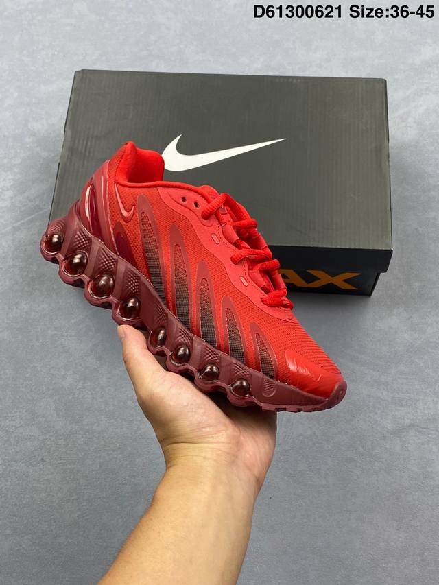 耐克 Nike Air Max Dn8 全掌气垫科技运动跑步鞋Fq7860-005。鞋款采用醒目渐变织物和动态波浪状结构鞋面，搭配黑色中底和外底，以及迷你黑色