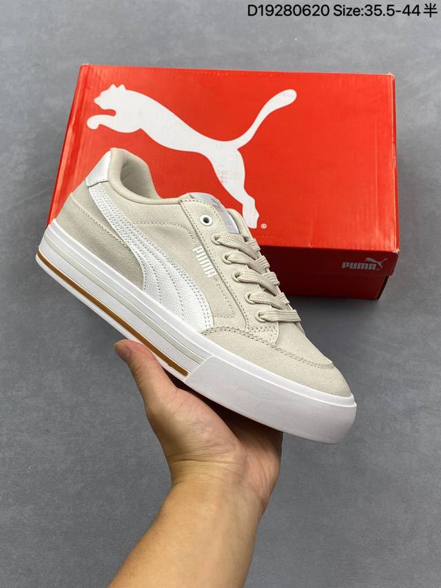Puma 彪马正品 Court Low男女运动板鞋 新款男女同款情侣复古休闲鞋。封口类型: 系带式 鞋跟类型: 无鞋跟 鞋面材质:帆布 外底:橡胶底 鞋头部分采