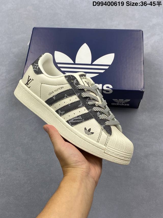 阿迪达斯Adidas三叶草 Originals Superstar贝壳头’Diy’系列低帮经典百搭休闲运动板鞋 原装头层材料 用料绝不含糊 独家版型蒸餾加工帶來