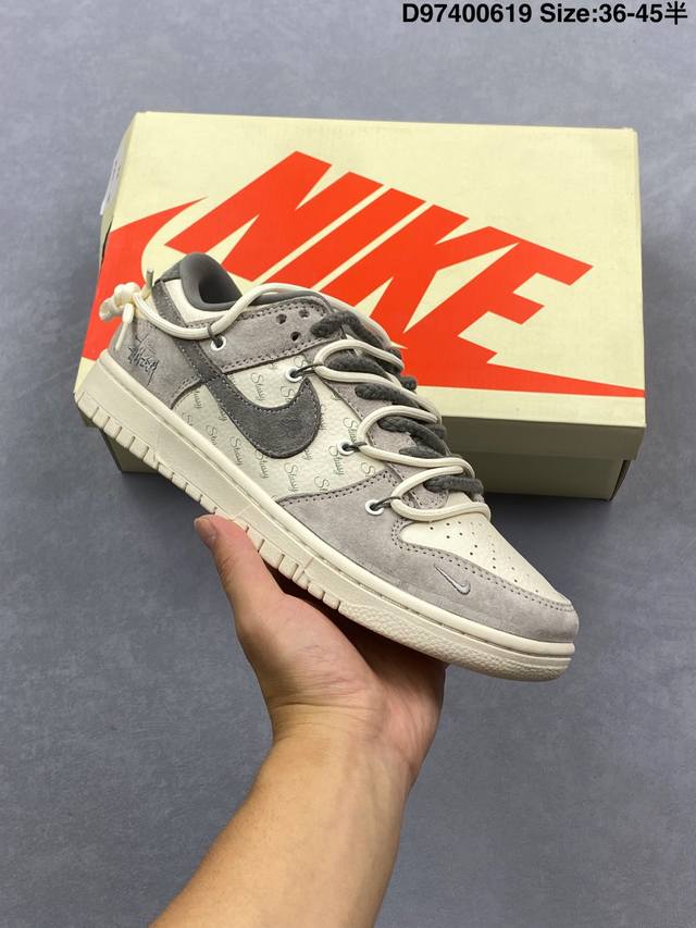 定制版 Nike Sb Dunk Low 斯图西联名 绑带蓝勾 周年高端定制 低帮休闲板鞋 Dm6868-088 #定制鞋盒 大厂纯原品质出货 超高清洁度 皮料