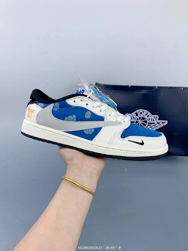 Travis Scott X Fragment Design X Jordan Air Jordan 1 Low Og Sp “暴力熊联名 灰蓝卡通” 多方联名