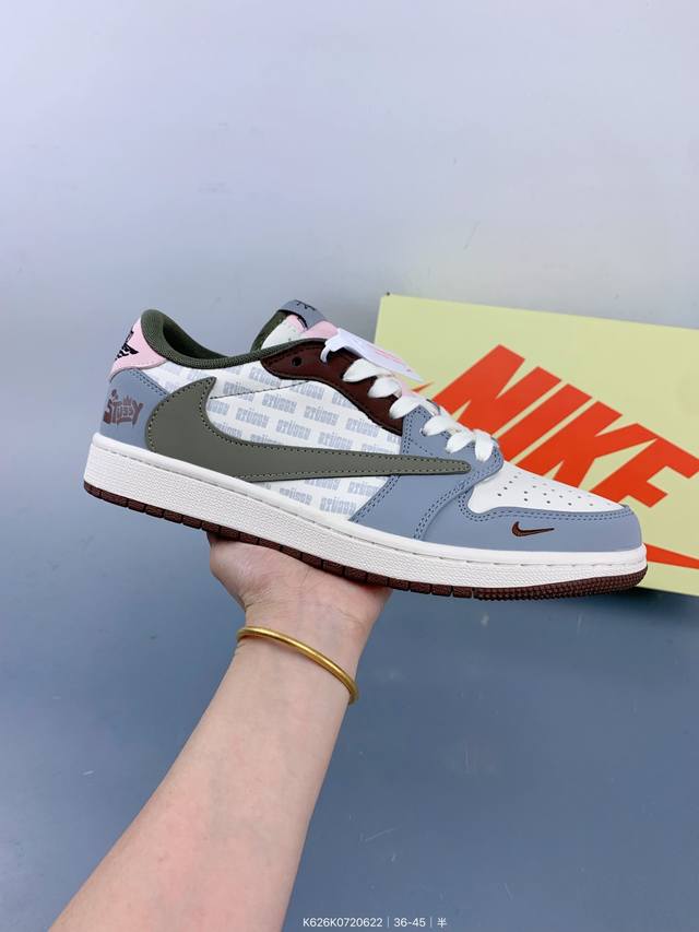 Travis Scott X Fragment Design X Jordan Air Jordan 1 Low Og Sp “斯图西联名---奶白灰粉” 多方