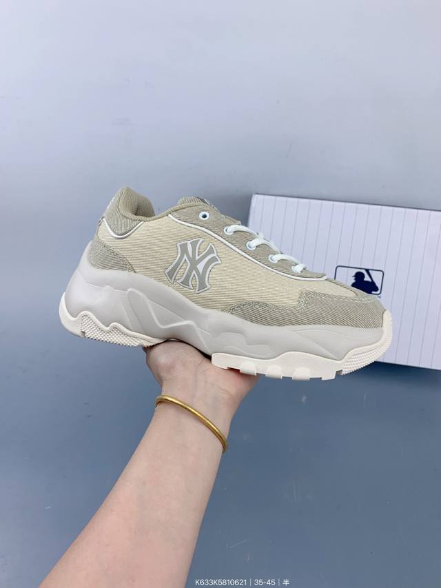 棒球联盟Mlb Ny 网红老爹鞋 韩国洋基队Ny大标潮流老爹鞋 内增高6Cm 原厂1：1模具开发 原厂进口纳米材质 原厂 全套手提袋 原盒雷射防伪标包装 Siz