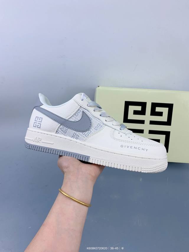 公司级Nike Air Force 1 '07 Low “Givenchy纪梵希联名 白灰”空军一号 低帮 运动鞋 休闲鞋 折边针车 工艺难度大 原楦头原纸板