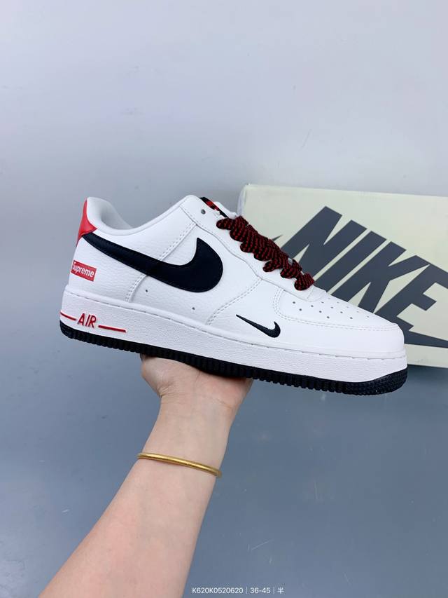 Supreme X Nk Air Force 1'07 Low 空军一号低帮休闲板鞋 #定制皮料 原楦原纸板 纯正空军版型 高清洁度 内置全掌气垫 Size：如
