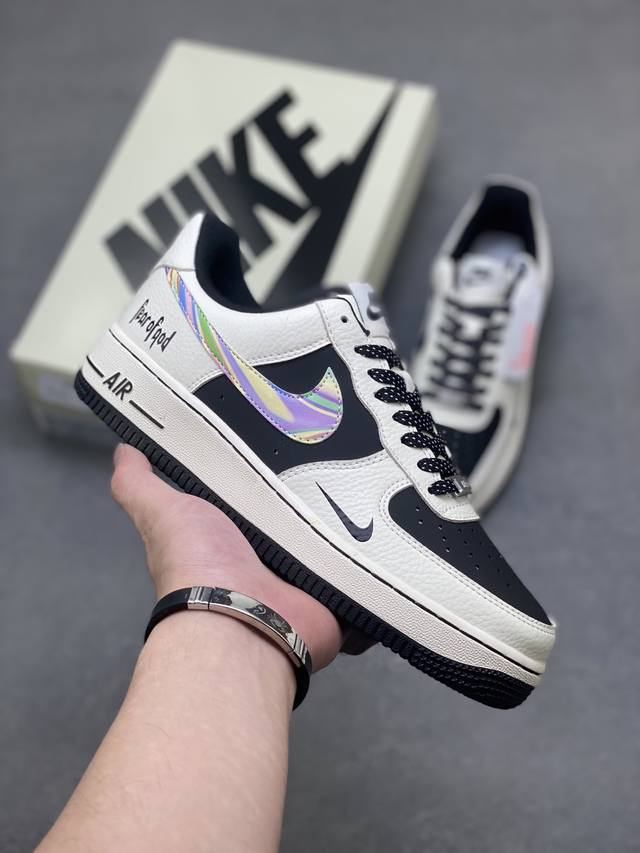 海外限量发售！公司级Nike Air Force 1 '07 Low Fod联名-白灰七彩勾 空军一号低帮 运动鞋 休闲鞋 折边针车 工艺难度大 原楦头原纸板