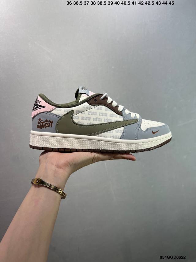 公司级Aj1倒勾Travis Scott X Air Jordan 1 ” Reverse Mocha “ Aj1乔1 Ts 闪电 联名倒钩 低帮文化篮球鞋 货